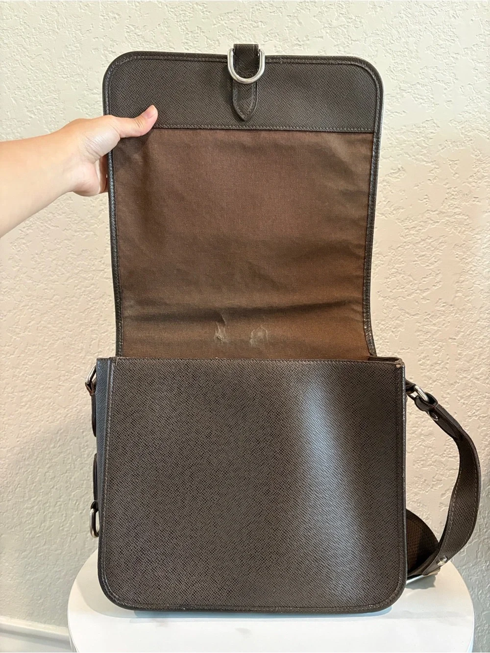 Louis Vuitton Andrei Brown Taiga Crossbody Bag